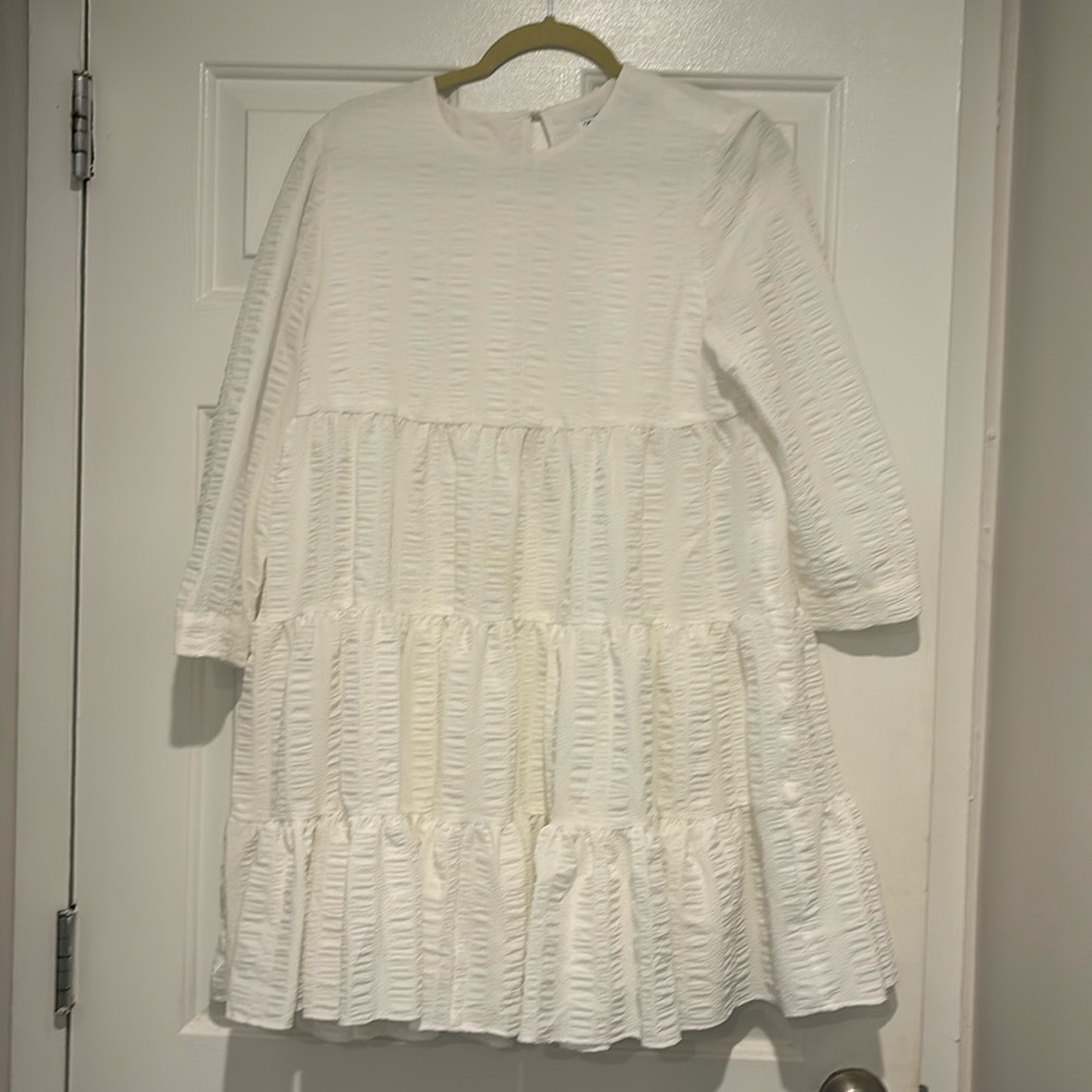 Zara White Crepe Swing Dress